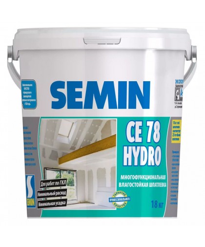 Сухая шпатлёвка Semin CE 78 Hydro, лёгкая влагостойкая (18 кг)
